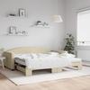 VidaXL Daybed with Trundle and Mattress Cream 100x200 Cm Fabric 3197215
