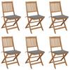 Day and Night - Day and Night Folding Garden Chairs 6 Units and Cushions Solid Acacia Wood