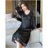 Women's Sexy Spring and Autumn Nightdress Ladies Sweet Lace Ice Silk Loungewear Long Sleeve Homewear