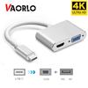 VAORLO USBC To HDMI 4K 30Hz VGA Hub Adapter USB 3.1 Type C USB-C To VGA 1080P HDTV Audio Video Converters for Macbook Pro