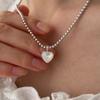 Melliv Silver Heart Mother-of-Pearl Ball Chain Necklace_mvn41