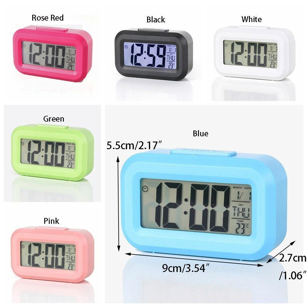 Plastic Digital Alarm Clock Silent LED Electronic Clock Creative Silent Snooze Clock  Date Display