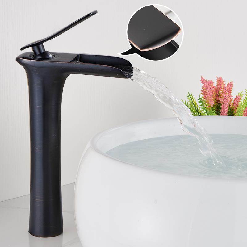 White Chrome Basin Faucets Waterfall Bathroom Faucet Single Handle Hot Cold Water Basin Mixer Tap Bath Sink Water Crane Bathroom