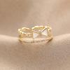 Korean Style Hollow Out Double-layer Bow Ring for Women, Light Luxury, Sweet Personality, Open Index Finger Rings