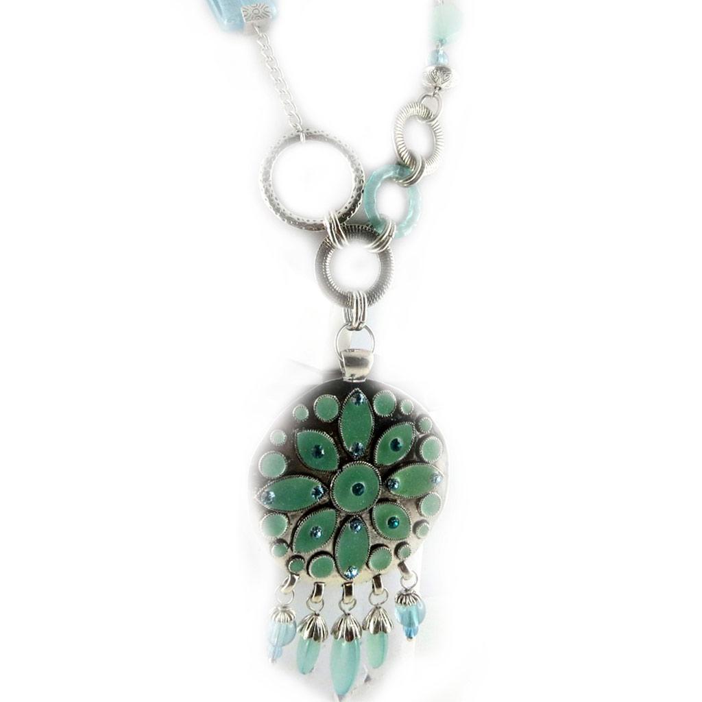 Les Trésors De Lily [E0686] - Green 'Mimosas' Designer Necklace