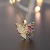 Women Crystal Zircon Butterfly Pendant Necklace Jewelry Couple Gift