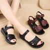 Middle-aged and Elderly Women's Flat Open Toe Sandals Mom's Summer Round Toe Velcro Shoes Grandmother's Anti-slip Soft Sole Sandals