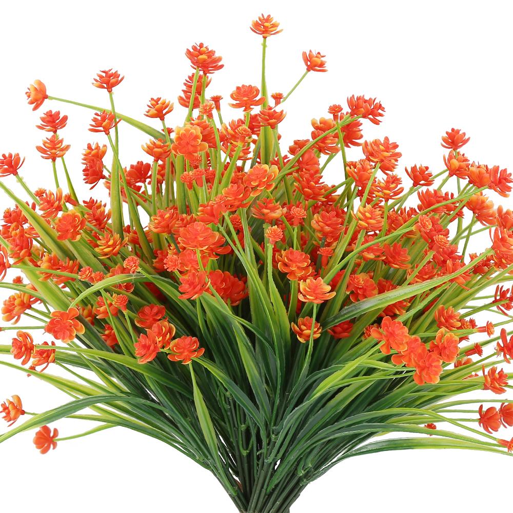 10 Bundles Artificial Flowers UV Resistant Faux Outdoor Plastic Greenery Shrubs Plants Home Garden Decor