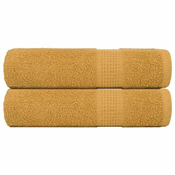 VidaXL Serviettes de douche 2 pcs doré 70x140 cm 360 g/m² 100% coton, serviette, ensemble de serviettes de bain, serviette 136809