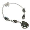 Natural Labradorite Gemstone 925 Sterling Silver Jewelry Necklace 18" u8V72