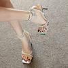 With Skirt Fashion Sandals Girl New Word Strap Square Heel High Heels
