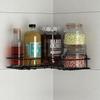 Shampoo Storage Holder Corner Shower Shelf Organizer Rack For Bathroom Kitchen Punch Free With Adhesive Sticker
