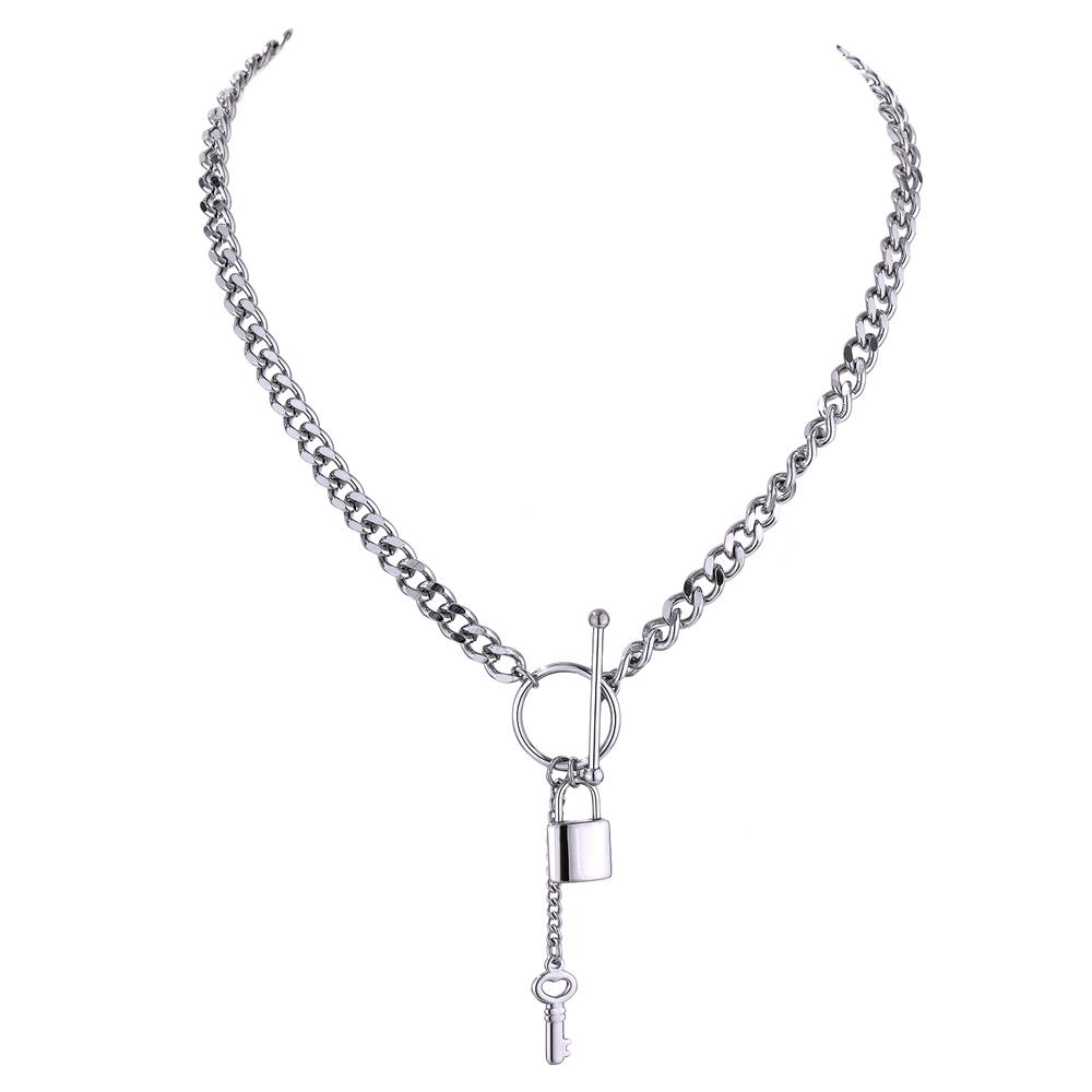 Eetit Stainless Steel Lock Pendant Collar Necklace for Women
