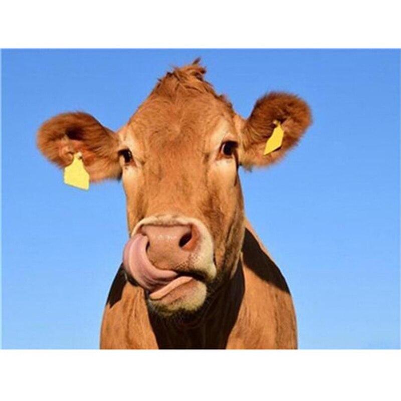 DIY Cow 5D Diamond Painting Full Round Drill Farm Animal Diamond Embroidery Cross Stitch Kit Mosaic Resin Home Decor Gift