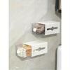 1pc Non Perforated Wall Storage Box Rectangular White Transparent Two-way Drawer Cotton Swab Bathroom Headband Hair Loop Mini