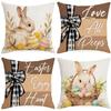 Easter Pillowcase Maillard Vintage Bunny Print Pillow Linen Single-sided Printed Sofa Pillowcase