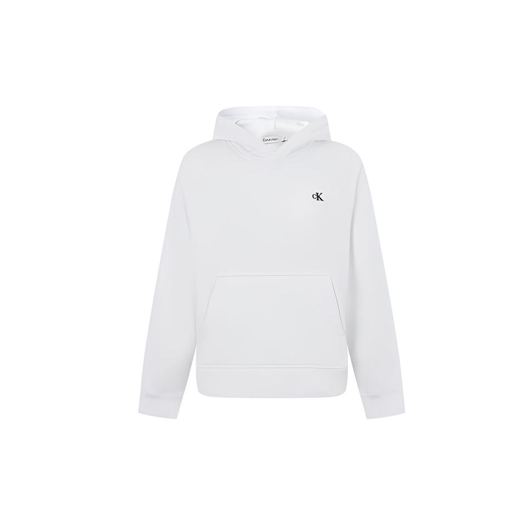 Calvin Klein Embroidered Logo Hoodie Women Tops Bright-White 40WH100-YAA