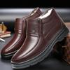 Size 35-48 Winter Black Leather Men Waterproof Anti Slip Plush Warm Casual Shoes Middle-aged Elderly People Comfort Snow Boots