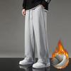 Men's Spring-Autumn Wide-Leg Sports Pants, Fleece-Lined Autumn-Winter Casual Sweatpants, Loose Straight-Leg Pants for Youth