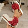 Модные Роскошные Женские Тапочки Дизайнерские Сандалии на Танкетке 2025 Новые Пляжные Туфли на Платформе Цветок Высокий Каблук Тапочки Модные Шлепанцы Женские