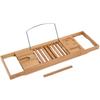 1Pc Extendable Bamboo Bathtub Rack Shelf Bathroom Shower Tub Book Reading Tray Stand
