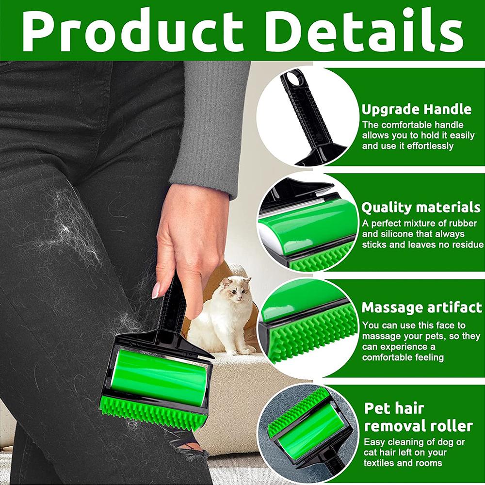 2 Pcs Reusable Washable Stick It Roller for Pet Hairs, Clothes, and Car Seats