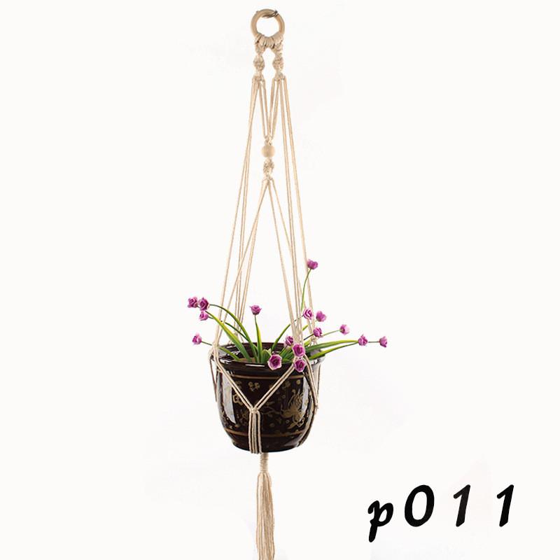 Handmade Weaving Cotton Plant Hanging Basket Rope Macrame Basket Cord Garden Hanging Basket Holder Houseplant Display Rope