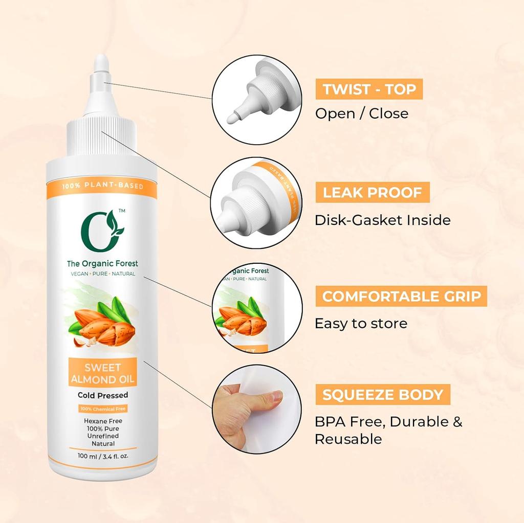 Sweet Almond Oil for Hair, Skin & Massage - 100% Pure,