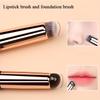 Silicone Lip Brush Portable Concealer Foundation Brush Double Head Smudge 2-in-1 Soft with Cap Round Head Makeup Brush