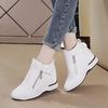 Women's 8cm Height-Boosting White Wedge Sneakers - 2025 Spring/Summer Korean-Style Casual Shoes