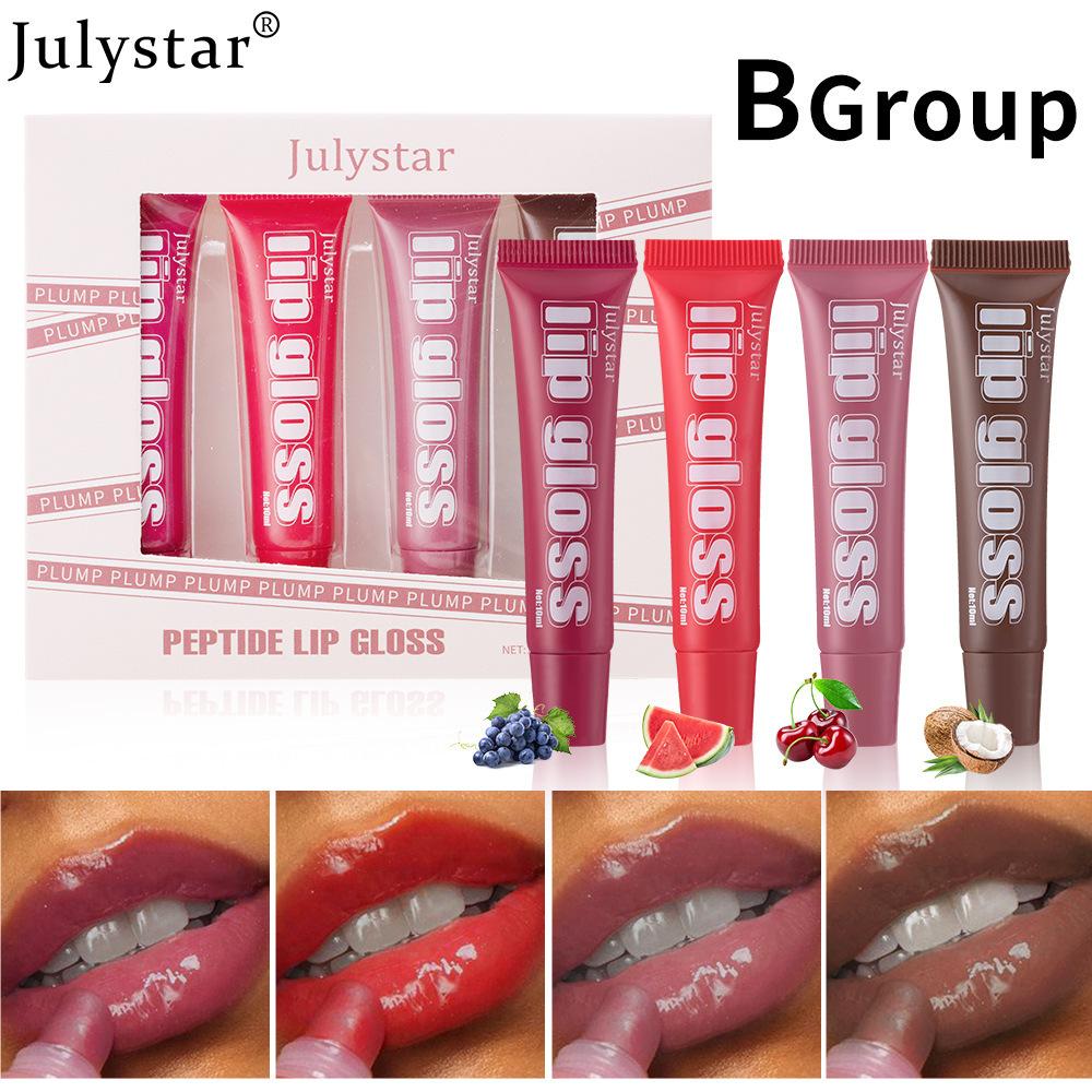 Fruit Lip Gloss 4 Pcs Set Lip Moisturizing Lip Glaze Moisturizing Hydrating Lip Oil Makeup