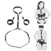 Sex Bondage Harness Neck To Wrist Restraints Set Sex Toys Leather Behind Back Restraints SM Bondage Waist Belt for Adult SM Game