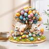 Easter Bunny Acrylic Ornament 2D Flat Print Colorful Eggs Tree Rabbit Ornament Desktop Decoration Easter Eggs Sign for Home Mantel Dinning Table Decor