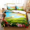 Natural Landscape Duvet Cover Set Blue Sky Lawn Flower Double Queen King Size 2/3Pcs Polyester Quilt Cover for Kids Teens Adults