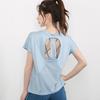 Women's Quick-Dry Backless Yoga T-Shirt - Breathable, Loose Fit, Short-Sleeved Summer Activewear