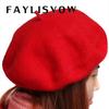 Fashion Warm Wool Blend Winter Women Girl Beret French Artist Beanie Hat Solid Color Casual Ski Cap