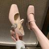 Fashion Red Mary Jane Women Pumps Thick High Heels Shoes Female Lolita Square Toe Shoes Fashion Party Leather Woman Shoes 2024 New