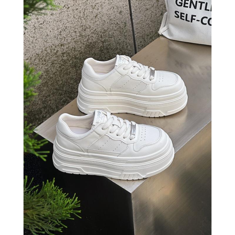 Leather Heightened Thick-soled White Shoes Women's New Summer Mesh Breathable and Comfortable Versatile Ultra-light Soft Baseplate Shoes
