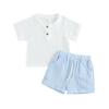 Baby Boy Summer Clothes Toddler Infant Short Sleeve Solid Cotton Linen T-Shirt Tops Casual Shorts Set 2Pcs Outfits