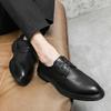 Brand Men's Brogues Dress Shoes Fashion Genuine Leather Men Business Flat Shoes Black Breathable Men Formal Office Working Shoes
