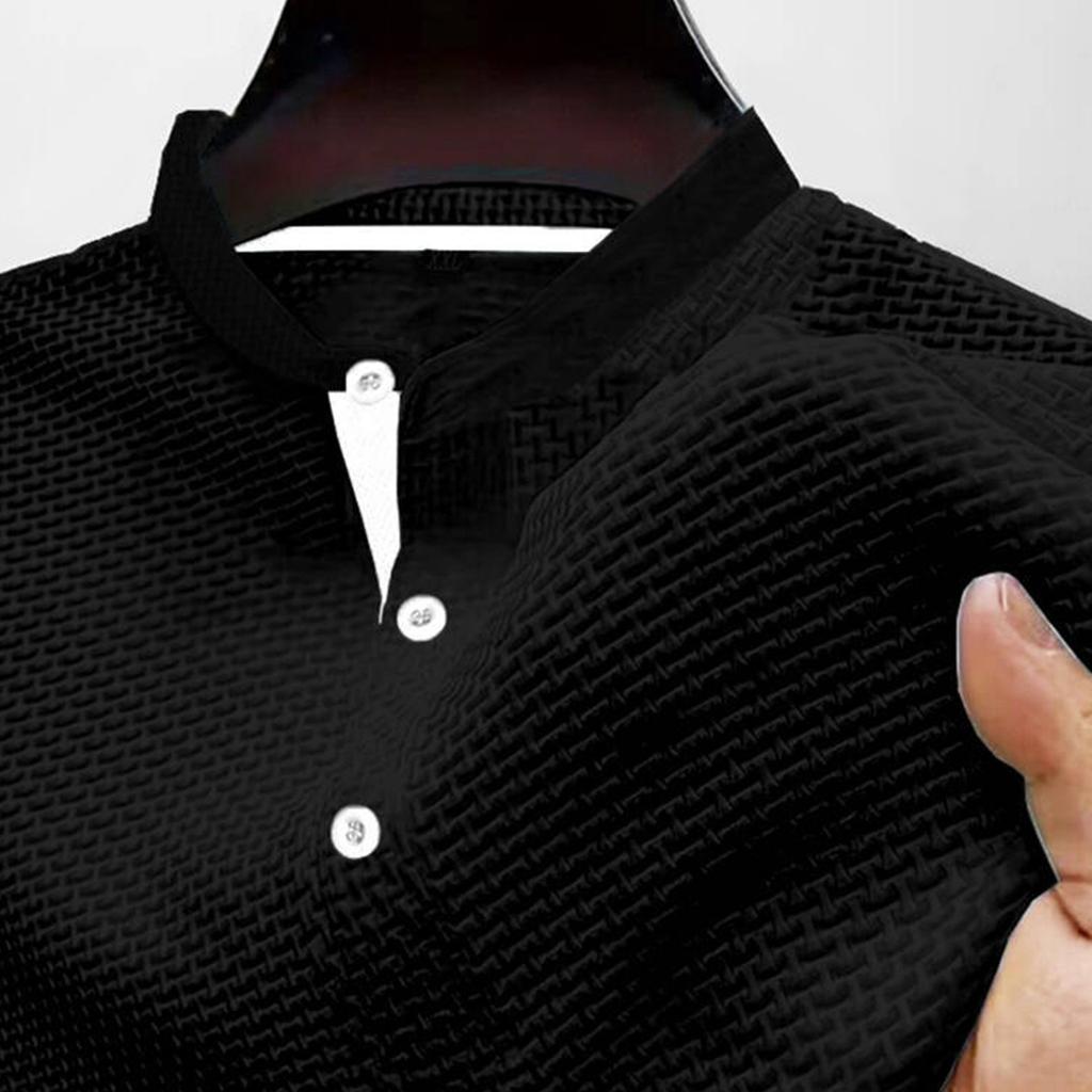 Men's Summer Solid Color Botton Collar Short Sleeve Tops Men's Loose Sports Casual Tops