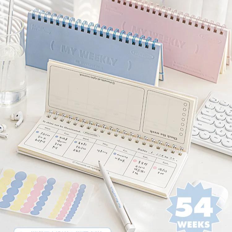 54 Sheets Weekly Planning Notebook Stationery Work Reminder Memorandum Can Stand Table Planner Stationery Daily Schedules