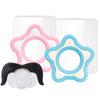 Yekko Mom 2 Types of Starfish Teethers for Babies + Mustache Nipple, Pink + Blue (teether) + James (nipple), 1 Piece, Korean Baby Products
