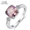 Women Ring S925 Sterling Silver Ring with Brazil Morganite Ladies' Silver Jewelry