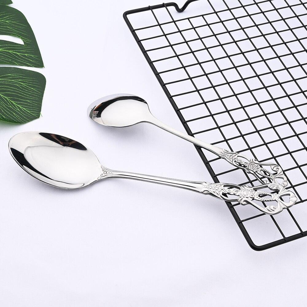 1Pcs Retro Silver Tableware Cutlery Set Silverware Stainless Steel Vintage Luxury Wedding Western Dinnerware Flatware