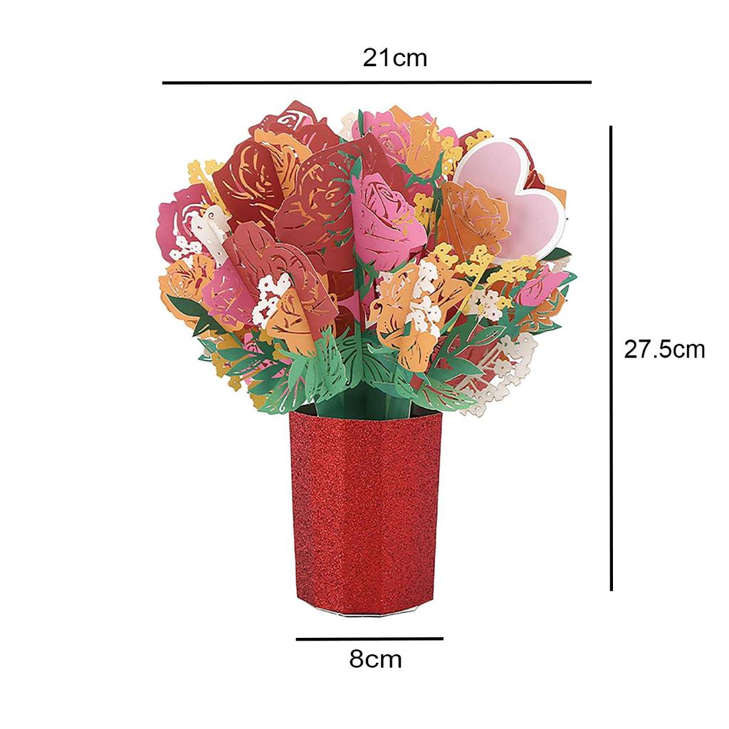 Всплывающий букет, бумажные цветочные открытки, поздравительная 3D всплывающая открытка с благословением на День матери и уникальный подарок для жены, родителя и учителя