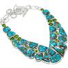 Copper Blue Turquoise,Peridot Gemstone Handmade 925 Silver Jewelry Necklace 18" JCN484-162