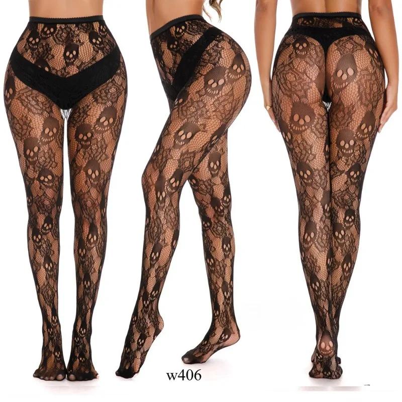 High Elasticity Jacquard Fishing Net  Sexy Silk Stockings Spider Web Silk Stockings White Moon Butterfly Jumpsuit Silk Stockings