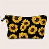1pc Beautiful Sunflower Pattern Printed Makeup Bag,Women HandBag Portable Travel Cosmetics Storage Organizer Ponch
