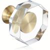Clear Cabinet Glass Knobs 4 Pcs Gold Brass Round Dresser Pulls Crystal Hardware for Kitchen Closet Single Hole with Screw